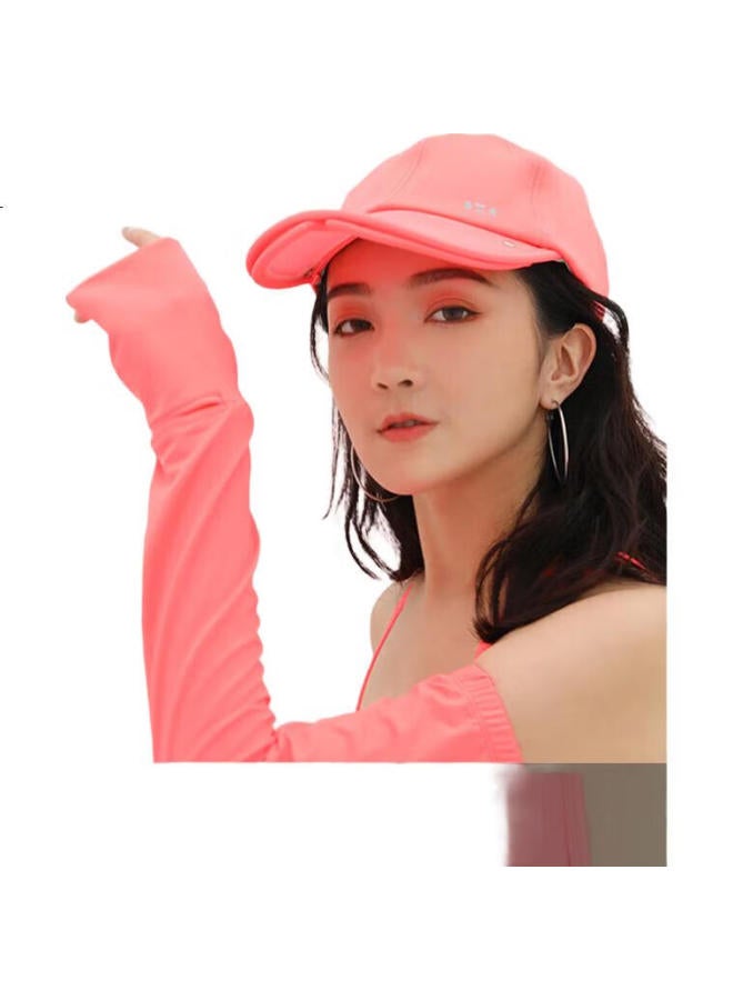 Hoii Ice Silk Sun Protection Arm Sleeves Uv Protection Breathable Lightweight Fashionable Driving Riding Unisex Summer Red M - Image 2