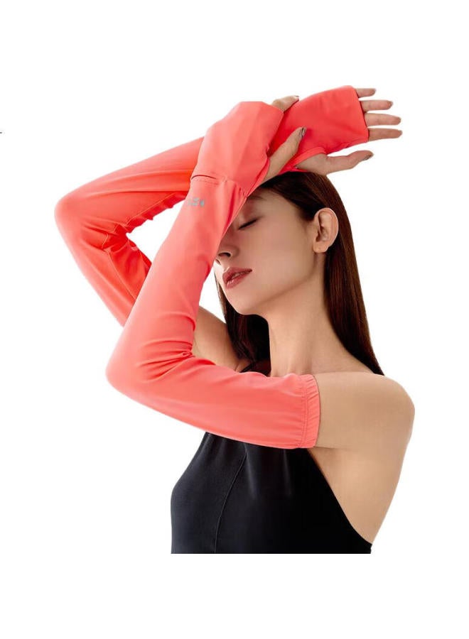 Hoii Ice Silk Sun Protection Arm Sleeves Uv Protection Breathable Lightweight Fashionable Driving Riding Unisex Summer Red M - Image 3