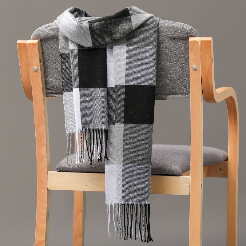 Men'S Plaid Scarf British Plaid Imitation Cashmere Tassel Couple Parent-Child Men'S Scarf - Image 1