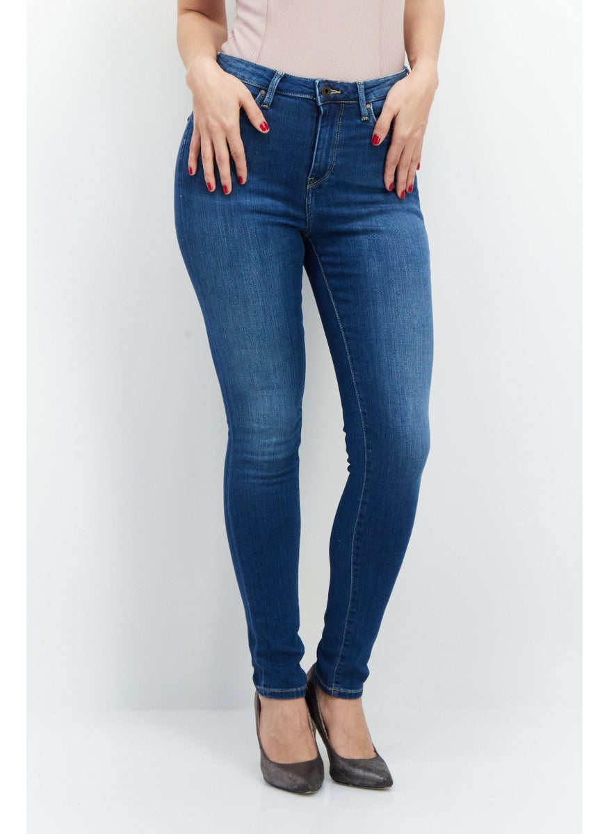 Pepe Jeans Women Slim Fit Washed Denim Jeans, Blue  - Image 1