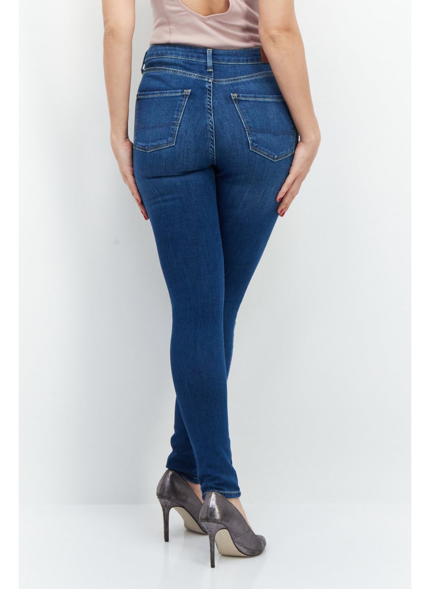 Pepe Jeans Women Slim Fit Washed Denim Jeans, Blue  - Image 3