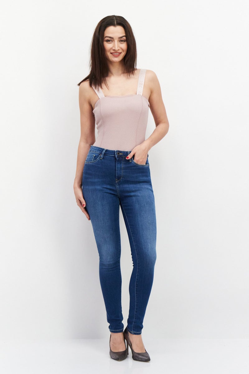 Pepe Jeans Women Slim Fit Washed Denim Jeans, Blue - Image 4