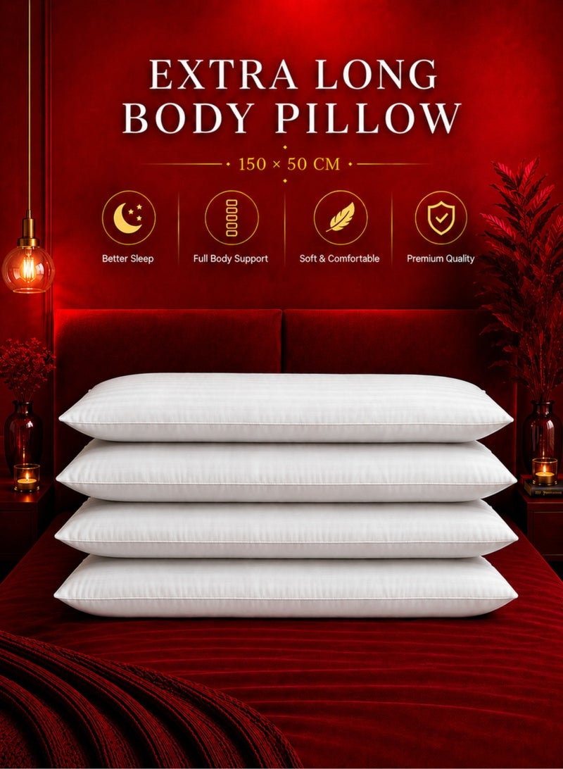 House One 4 Piece | Long Sleeping Pillow Microfiber - White 150x50cm - Image 1