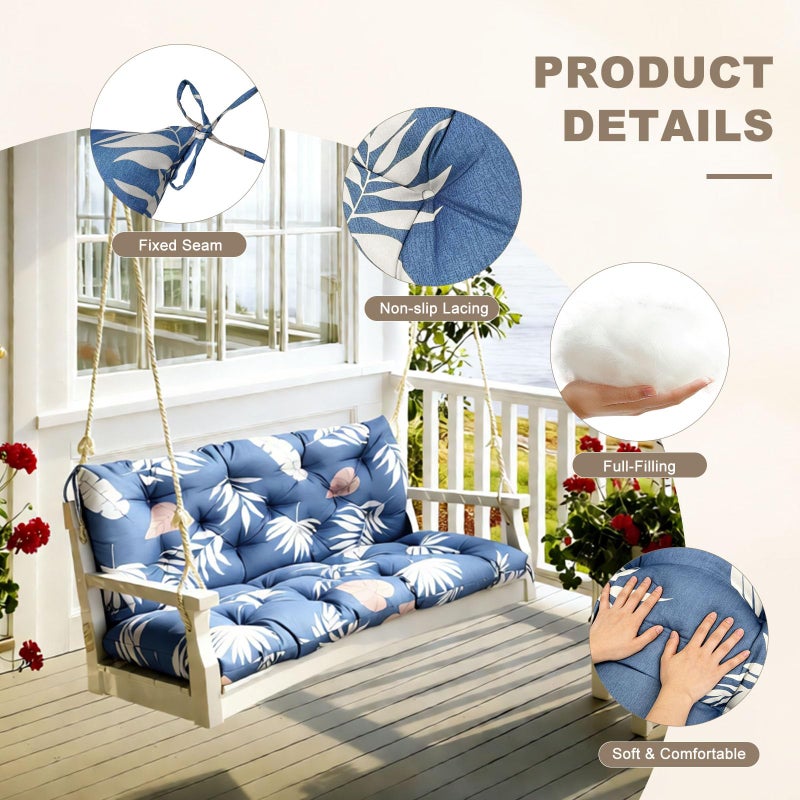 NANGELRN Porch Swing Cushion with Backrest,Waterproof Bench Cushion for Outdoor Furniture,2-3 Seater Replacement Thickened Swing Cushion with Ties,Patio,Outdoor,Backyard and Garden (Tropical Leaf,47x40") - Image 5