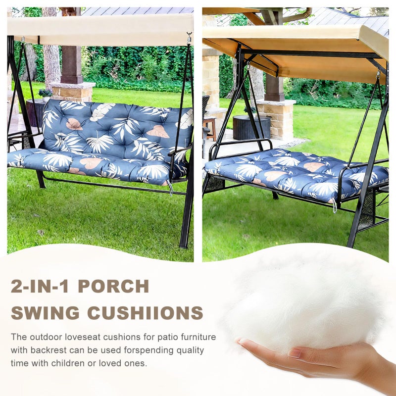 NANGELRN Porch Swing Cushion with Backrest,Waterproof Bench Cushion for Outdoor Furniture,2-3 Seater Replacement Thickened Swing Cushion with Ties,Patio,Outdoor,Backyard and Garden (Tropical Leaf,47x40") - Image 4