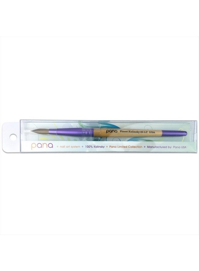 Pana Acrylic Nail Brush Pure Kolinsky Hair Beigh Purple Wood Handle with Purple Ferrule Round Shaped Style (Size # 8) - Image 5