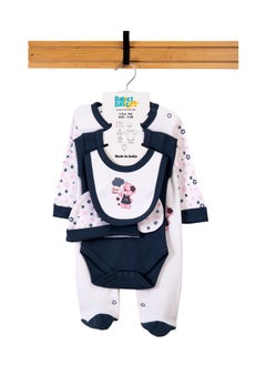 Babies Basic 5 Piece Unisex 100% Cotton Gift Set Include Bib, Romper, Mittens, Cap And Sleepsuit/Jumpsuit- Always Be Brave  - Image 1