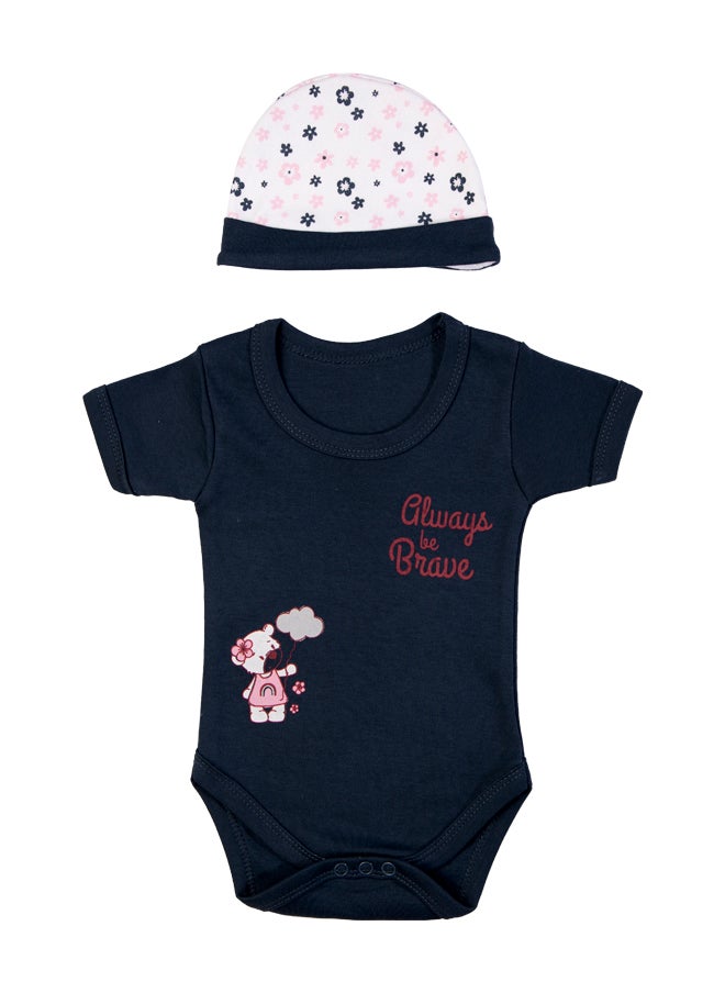Babies Basic 5 Piece Unisex 100% Cotton Gift Set Include Bib, Romper, Mittens, Cap And Sleepsuit/Jumpsuit- Always Be Brave  - Image 4