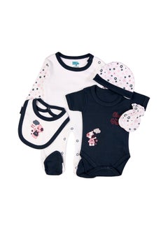 Babies Basic 5 Piece Unisex 100% Cotton Gift Set Include Bib, Romper, Mittens, Cap And Sleepsuit/Jumpsuit- Always Be Brave  - Image 2