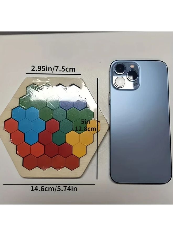 Chroma 3D Hexagonal Wooden Puzzle Educational Brain Teaser Toy For Youngsters Christmas Gift - Image 3