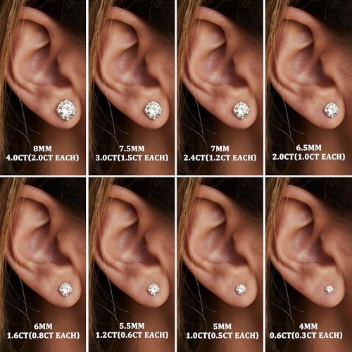 GEMQUEEN Moissanite Stud Earrings : 18K White Gold Plated Solid 925 Sterling Silver Earring Hypoallergenic Dainty Flat Back Stud Earrings Jewelry for Women Men D Color VVS1 Clarity 1.6ct - Image 2