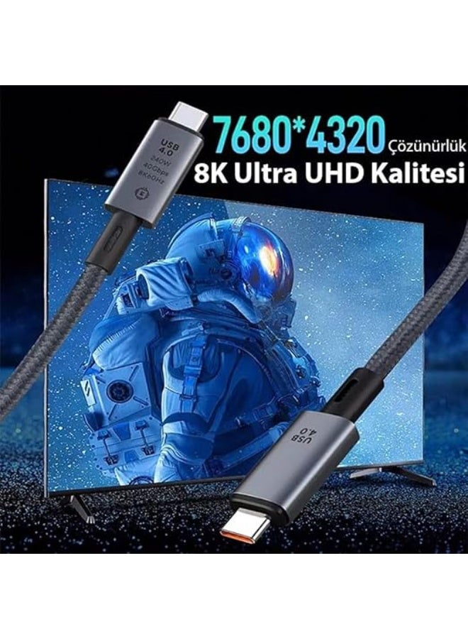 Thunderbolt 4.0 Type-C to Type-C Cable 2M – 40Gbps Data Transfer, 240W Fast Charging & 8K@60Hz Video - Image 2