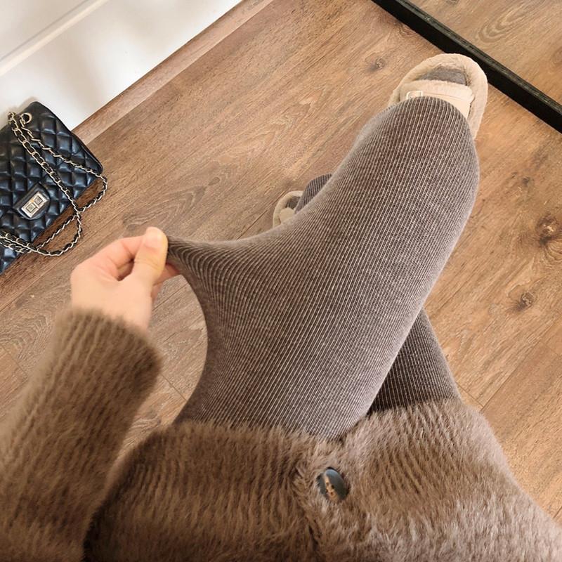 Fleece-Lined Thickened Milk Brown Pantyhose Warm Slimming Grey Foot Stocking Brown Inner Pantyhose For Women - Image 4