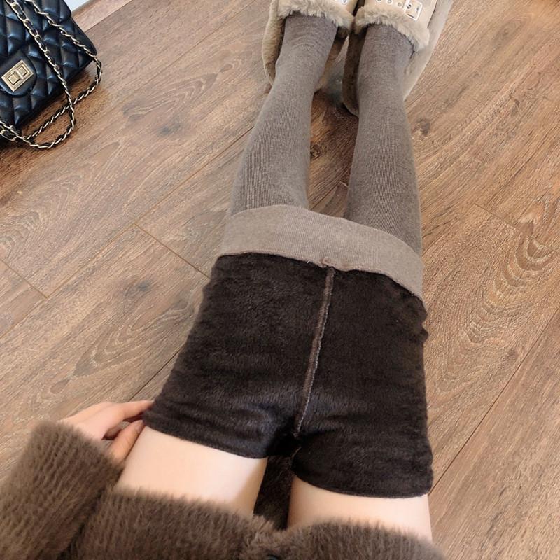 Fleece-Lined Thickened Milk Brown Pantyhose Warm Slimming Grey Foot Stocking Brown Inner Pantyhose For Women - Image 5