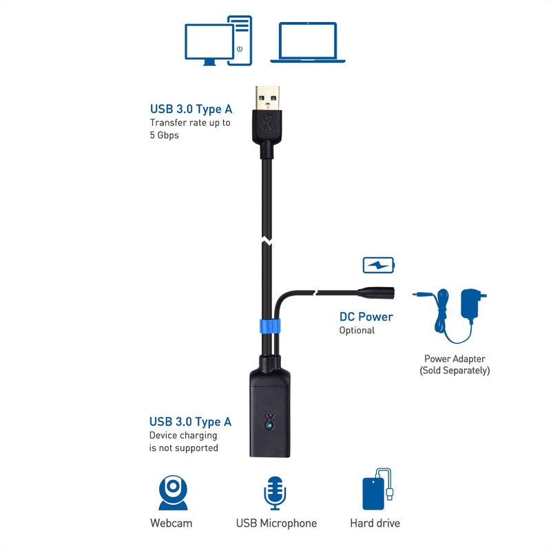Cable Matters كابل ماذرز كابل تمديد USB نشط 16.4 قدم / 5 متر (كابل تمديد USB 3.0 ذكر إلى أنثى) مع معزز إشارة لمحرك الأقراص الصلبة، كاميرا ويب والمزيد - Image 3