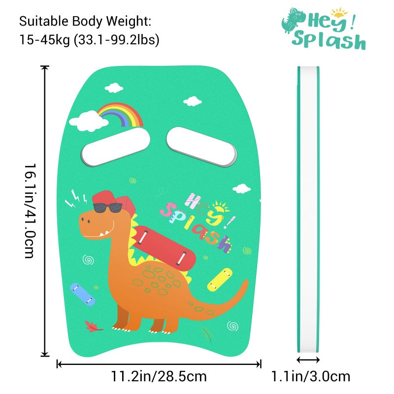 HeySplash Swim Kickboard for Kids, Swimming Kickboard Cute Pattern Swim Training Aid for Children, Pool Exercise Equipments for Beginning Swimmers Safety Swim Board Auxiliary, Light Green Dinosaur - Image 5