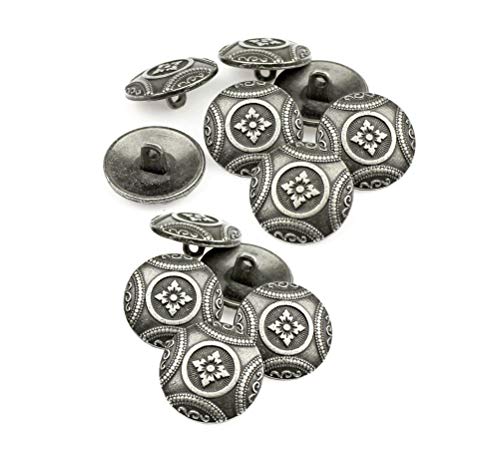 RECHERE 12 PCS Flower Pattern Antique Metal Shank Buttons Craft for DIYS Sewing Embellishment (Antique Silver,20mm) - Image 4