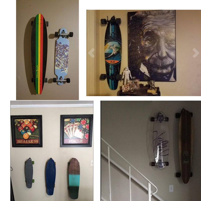 YYST Skateboard Wall Mount Skateboard Wall Hanger Storage Rack Flexible Hanger - Fit Cruiser Boards, Skateboards, Penny Boards, Longboards,etc- W Style - No Board -2/PK - Image 5