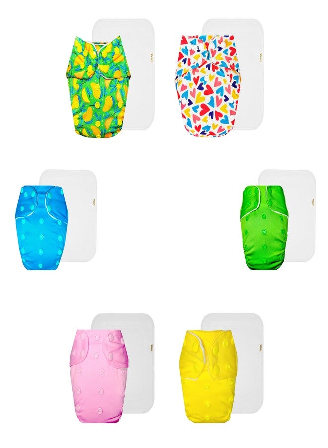 Dumbledo Premium Cloth Diaper with Cotton Insert (Pack of 6) | Hypoallergenic | Leakproof | Adjustable Snaps | Ideal for Toddlers | 3 Months - 3 Years | Unisex Baby - Image 1