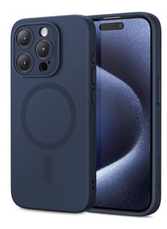 ESR ESR for iPhone 15 Pro Max Case with MagSafe, Supports Magnetic Charging, Slim Liquid Silicone Case, Shock Absorbing, Screen and Camera Protection, Cloud Series, Dark Blue  - Image 1