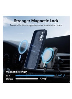 ESR ESR for iPhone 15 Pro Max Case with MagSafe, Supports Magnetic Charging, Slim Liquid Silicone Case, Shock Absorbing, Screen and Camera Protection, Cloud Series, Dark Blue  - Image 3