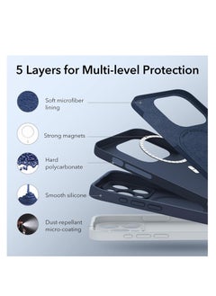 ESR ESR for iPhone 15 Pro Max Case with MagSafe, Supports Magnetic Charging, Slim Liquid Silicone Case, Shock Absorbing, Screen and Camera Protection, Cloud Series, Dark Blue  - Image 5