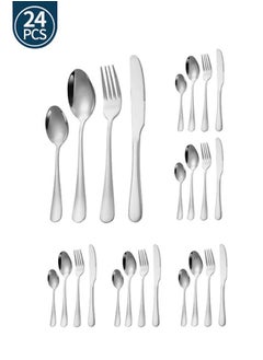OASIS DESERT 24-Piece Stainless Steel Cutlery Spoon,Fork And Knife Set Silver  - Image 1