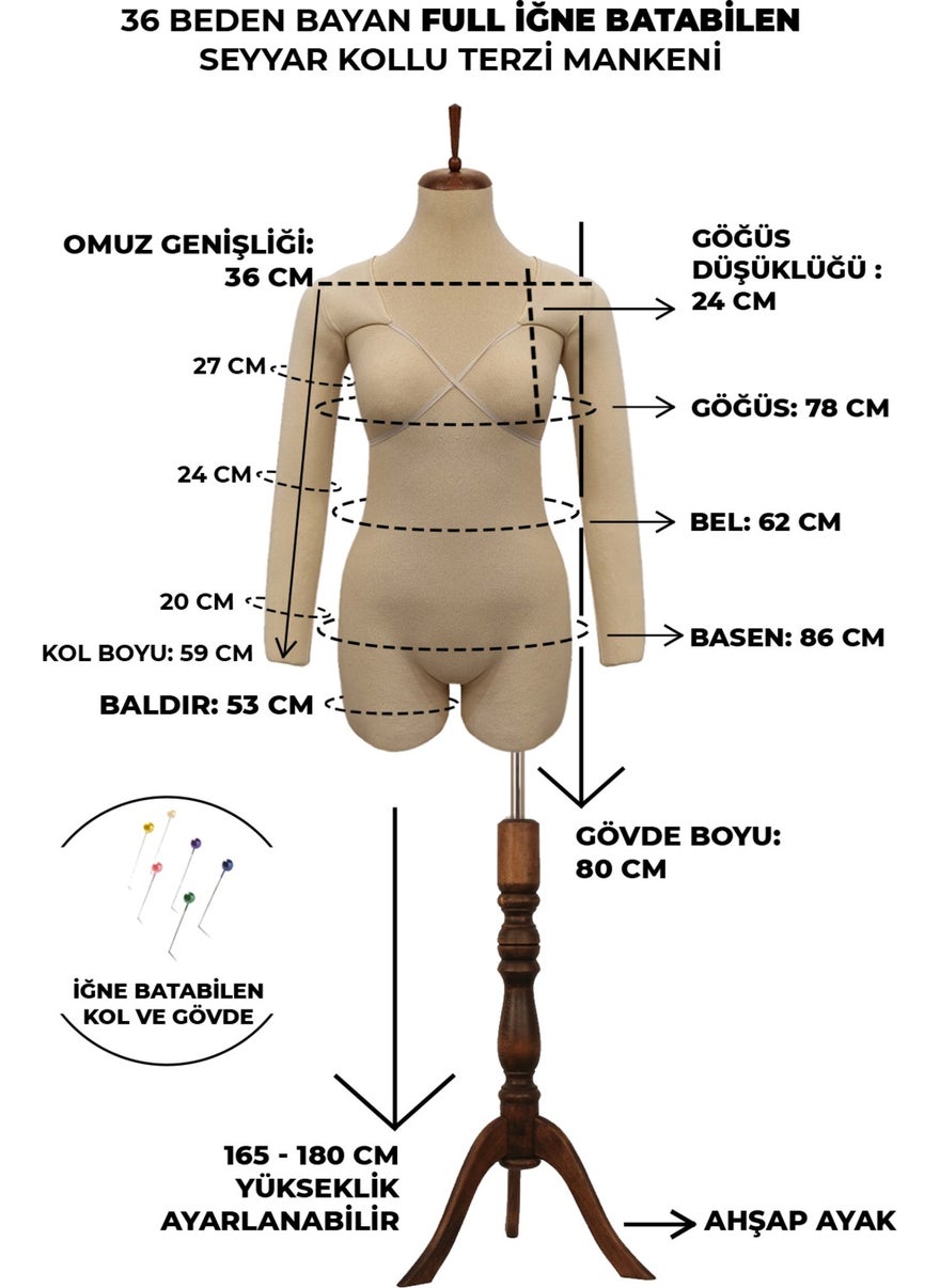 Manken İstanbul Mannequin Istanbul Size 36 Upper and Lower Group Full Needle Propable Tailor Mannequin That Can Wear Trousers with Sleeves Rehearsal Mannequin  - Image 5