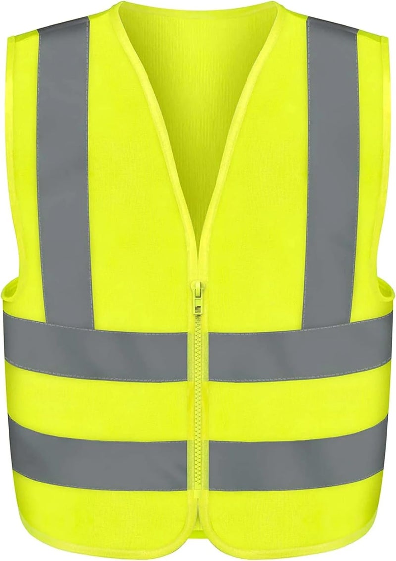 NEIKO High Visibility Safety Vest with Reflective Strips - Medium Size, Neon Yellow, Zipper Front for Construction and Emergency Use - Image 1