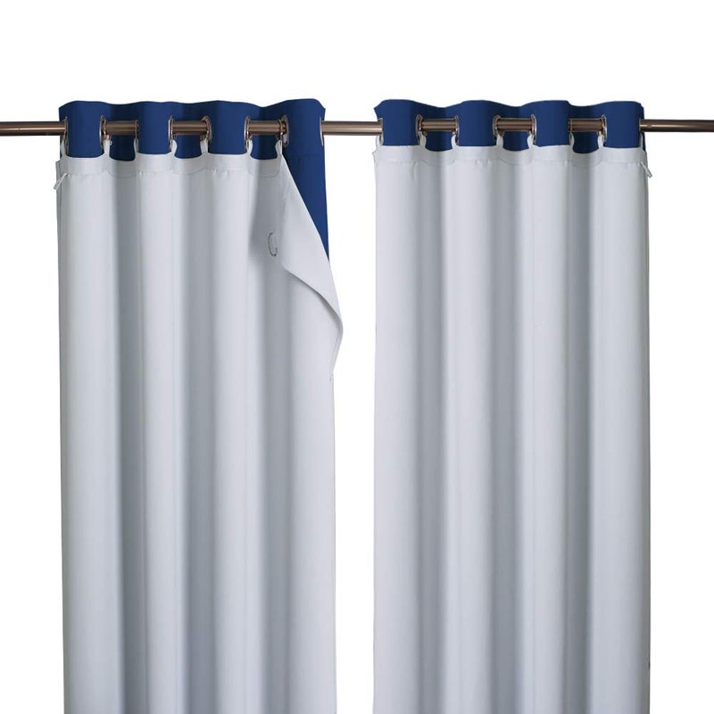 NICETOWN Blackout Curtain Liners for Sheer Curtains, White Blackout Liners for Windows, Detachable Ring Included, Thermal Curtain Liners for 63" Length Drapes, Set of 2, W50 x L59 Each Panel - Image 1