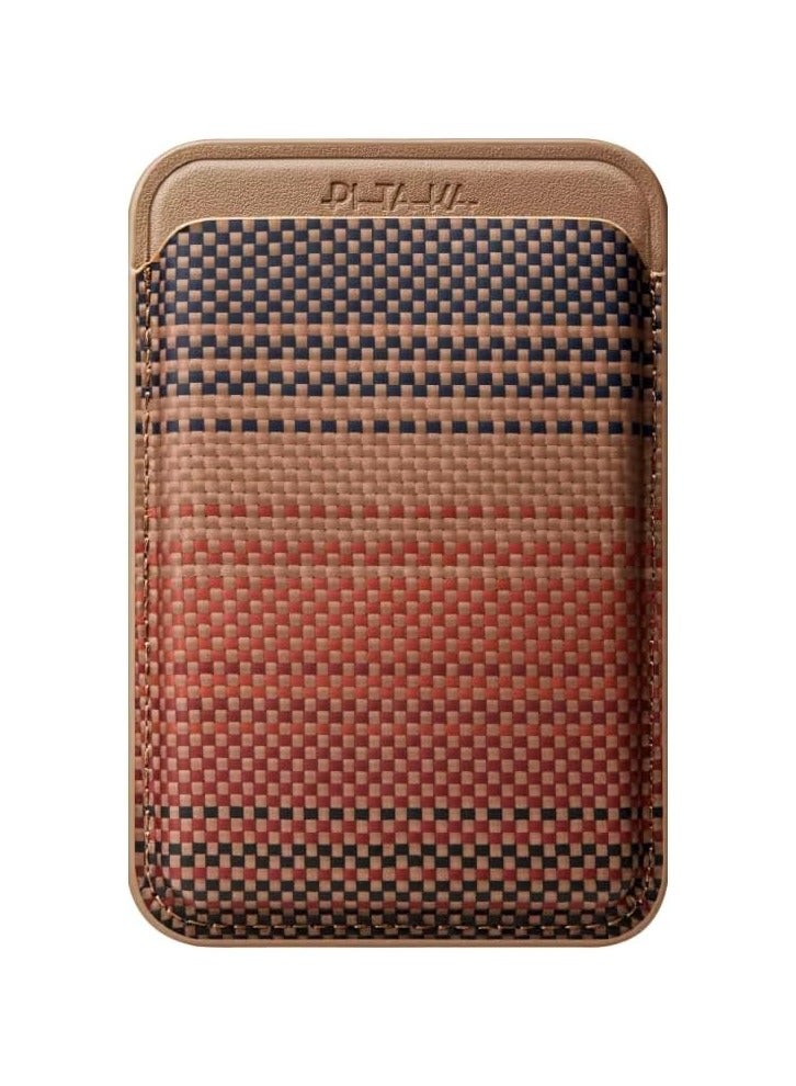 PITAKA Pitaka Magnetic Woven Wallet, MagSafe Card Holder for iPhone 15/14/13/12 Series, Ultra-Slim Lightweight Woven Design, Strong Magnetic Attachment, Stylish RFID Blocking Card Wallet (1-2 Cards), Sunset  - Image 2