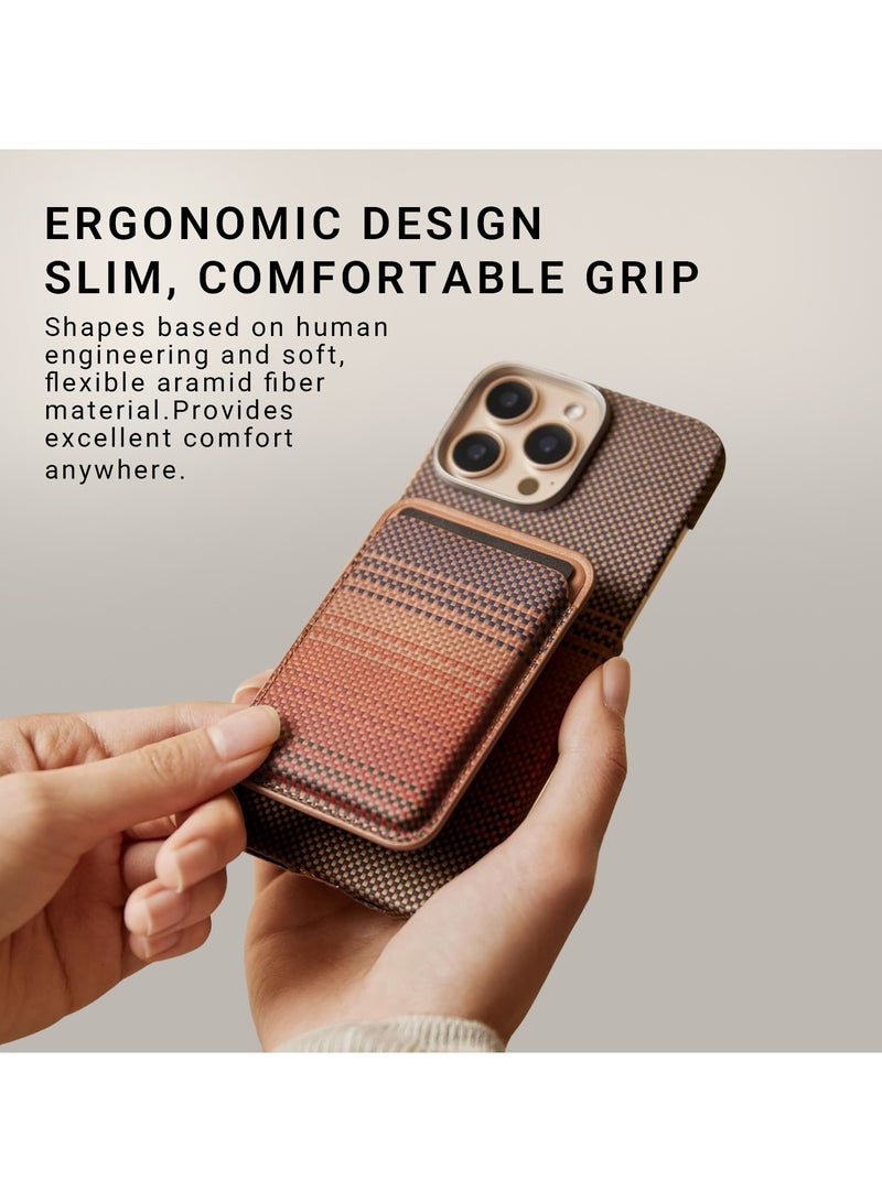 PITAKA Pitaka Magnetic Woven Wallet, MagSafe Card Holder for iPhone 15/14/13/12 Series, Ultra-Slim Lightweight Woven Design, Strong Magnetic Attachment, Stylish RFID Blocking Card Wallet (1-2 Cards), Sunset  - Image 3