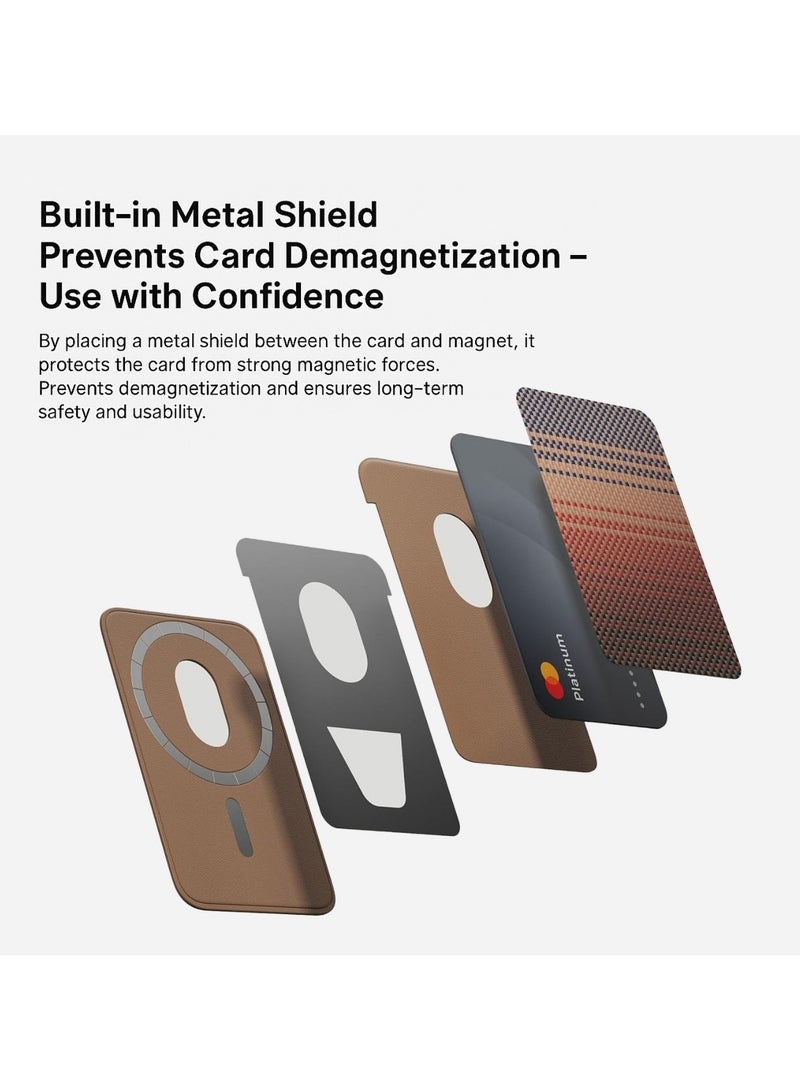 PITAKA Pitaka Magnetic Woven Wallet, MagSafe Card Holder for iPhone 15/14/13/12 Series, Ultra-Slim Lightweight Woven Design, Strong Magnetic Attachment, Stylish RFID Blocking Card Wallet (1-2 Cards), Sunset  - Image 4