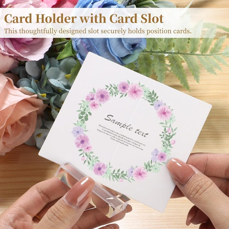 Set Of 20 Transparent Acrylic Table Number & Card Holders, Clear Sign Display Stands With Card Slot For Events - Image 3