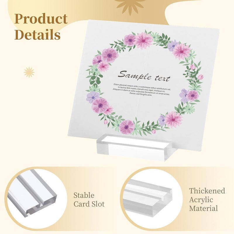 Set Of 20 Transparent Acrylic Table Number & Card Holders, Clear Sign Display Stands With Card Slot For Events - Image 2
