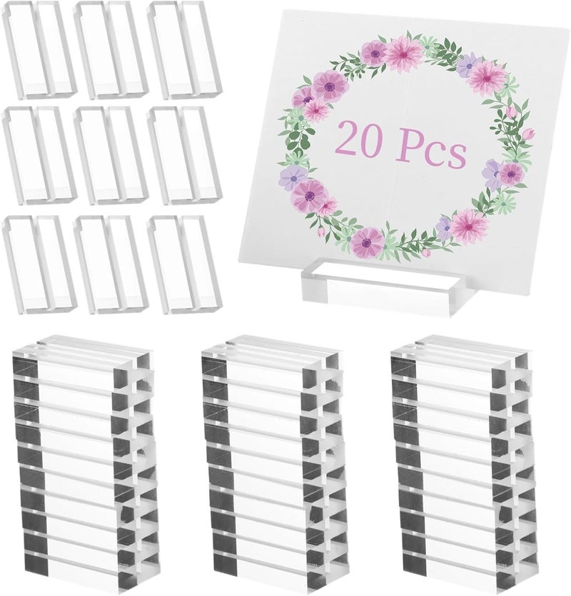 Set Of 20 Transparent Acrylic Table Number & Card Holders, Clear Sign Display Stands With Card Slot For Events - Image 1