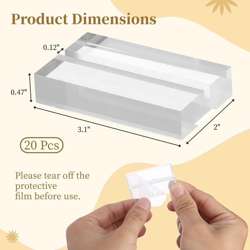Set Of 20 Transparent Acrylic Table Number & Card Holders, Clear Sign Display Stands With Card Slot For Events - Image 4