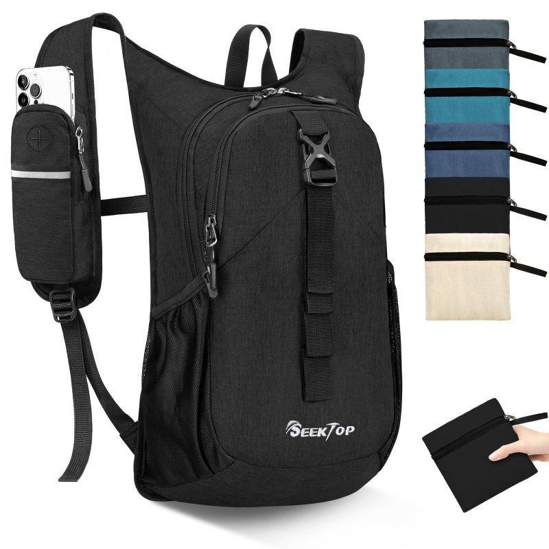 Seektop 20L Small Hiking Backpack for Women Men Lightweight Hiking Packable Daypack with Phone Pocket for Travel Camping Black 20L - Image 2
