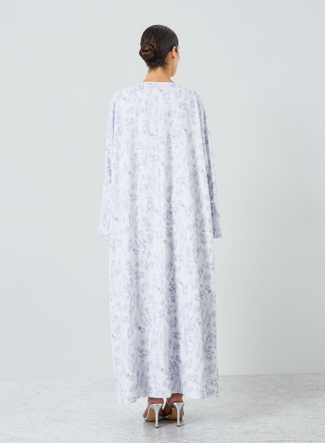 Take Two Women Floral Printed Slit Sleeve Abaya - Image 4