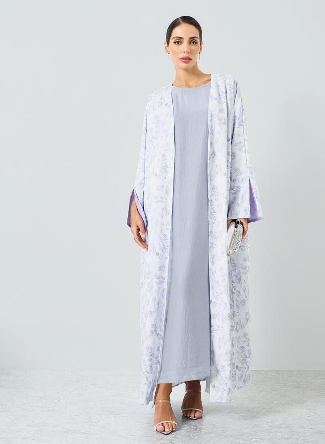 Take Two Women Floral Printed Slit Sleeve Abaya - Image 1