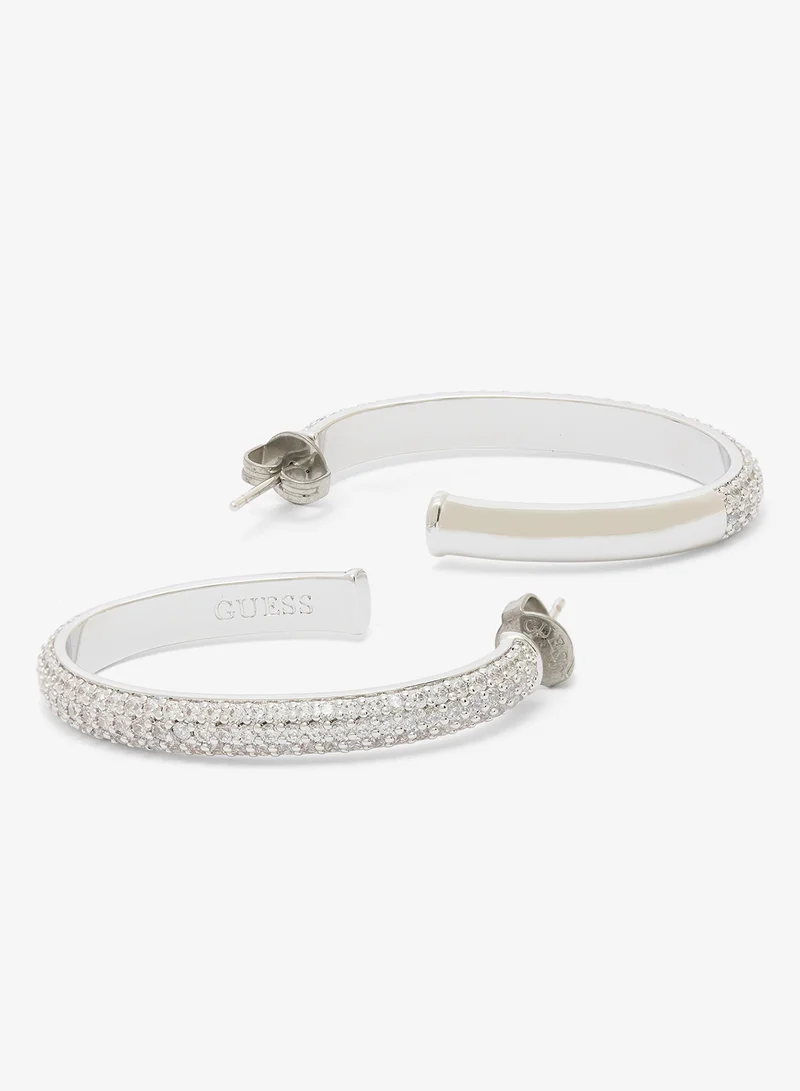 GUESS Essenza Pave Hoop Earrings