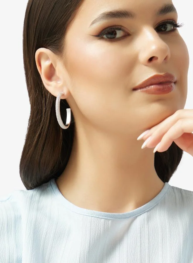 GUESS Essenza Pave Hoop Earrings