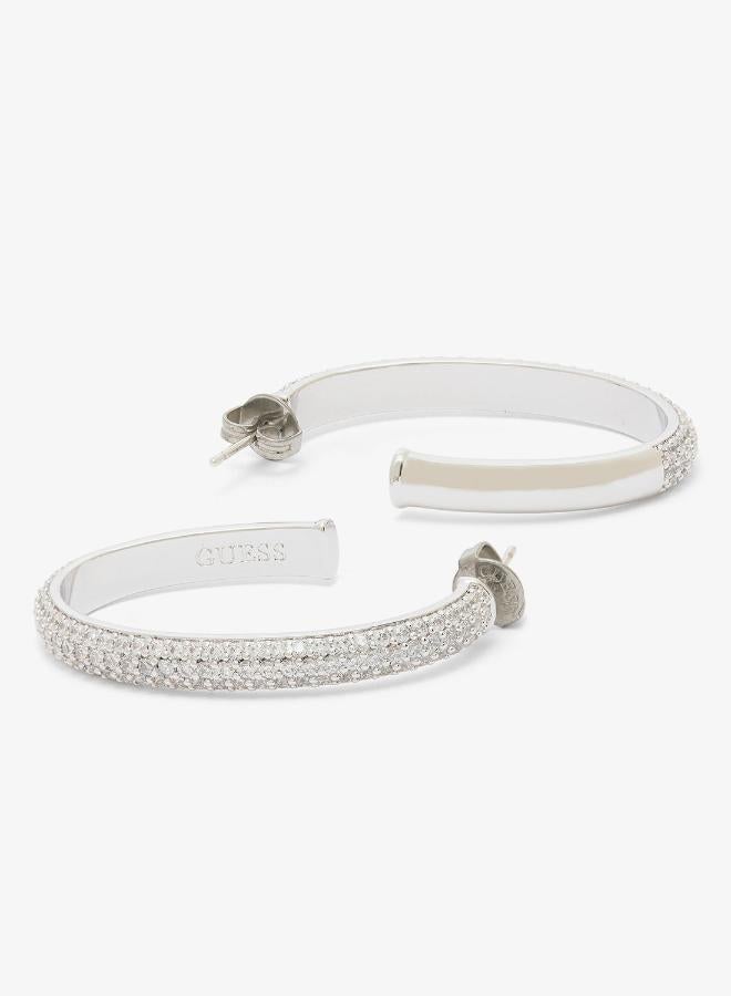 GUESS Essenza Pave Hoop Earrings - Image 3
