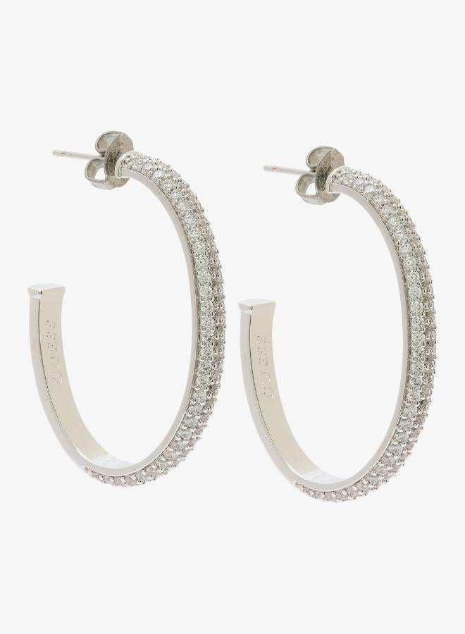 GUESS Essenza Pave Hoop Earrings - Image 1
