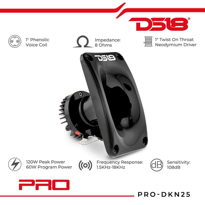 DS18 PRO-DKN25 Neodymium Driver with Aluminum Horn - 1", 120W Max Power, 60W RMS, 8 Ohms, 1" Voice Coil, Phelonic Diaphragm - No Other Compression Driver Can Compare (Single) - Image 2