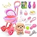 deAO Dog Toys for Kids Girls Boys Interactive Electronic Puppy Stuffed Dog with Stroller Grooming Care Accessories Toys Puppy Pet Care Pretend Play Set for 3 Years Old Toddler Girls Birthday Gifts - Image 2
