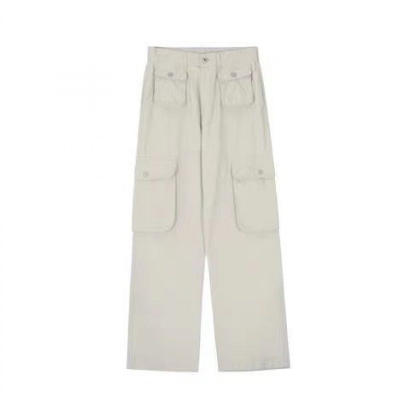 2023 New American Style Retro Large Pocket High Waist Caught Pants For Men And Women Loose Slimming Straight Casual Pants Trendy Trousers - Image 1