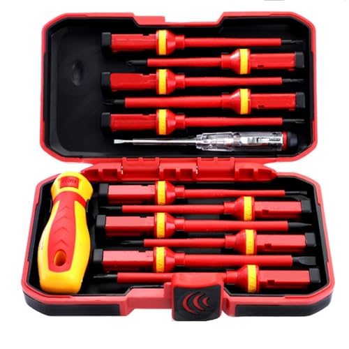 Tolsen 13Piece VDE Insulated Screwdriver Set Interchangeable Magnetic Tips 1000V Rated VDEGS Certified with Case Voltage Tester - Image 1
