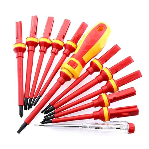Tolsen 13Piece VDE Insulated Screwdriver Set Interchangeable Magnetic Tips 1000V Rated VDEGS Certified with Case Voltage Tester - Image 3