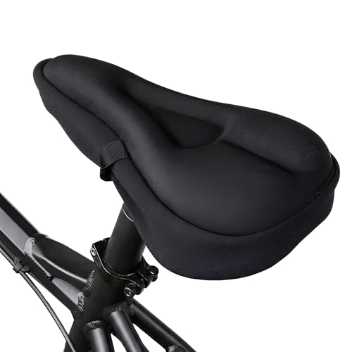 PulGos Cycle Seat Cover for Men & Women | 𝐄𝐱𝐭𝐫𝐚 𝐒𝐨𝐟𝐭 Gel Padded Cushion for 𝐏𝐚𝐢𝐧-𝐅𝐫𝐞𝐞 𝐑𝐢𝐝𝐞𝐬 | Anti-Slip, Breathable 𝐋𝐨𝐧𝐠 Lasting Memory Foam & Universal Fit for All Cycles - Image 1